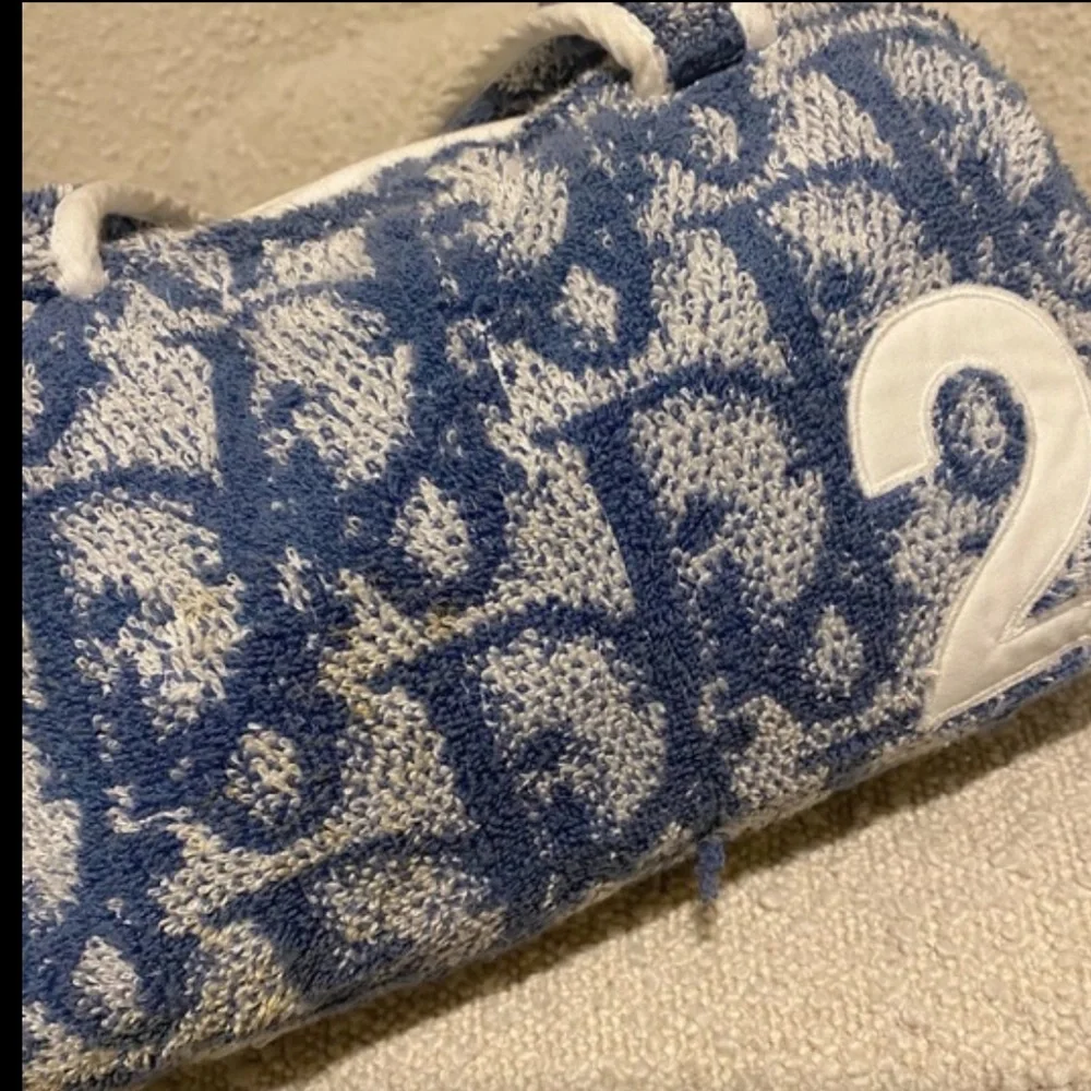 Authentic Vintage christian dior monogram terry cloth towel bag in blue - Picture 4 of 11